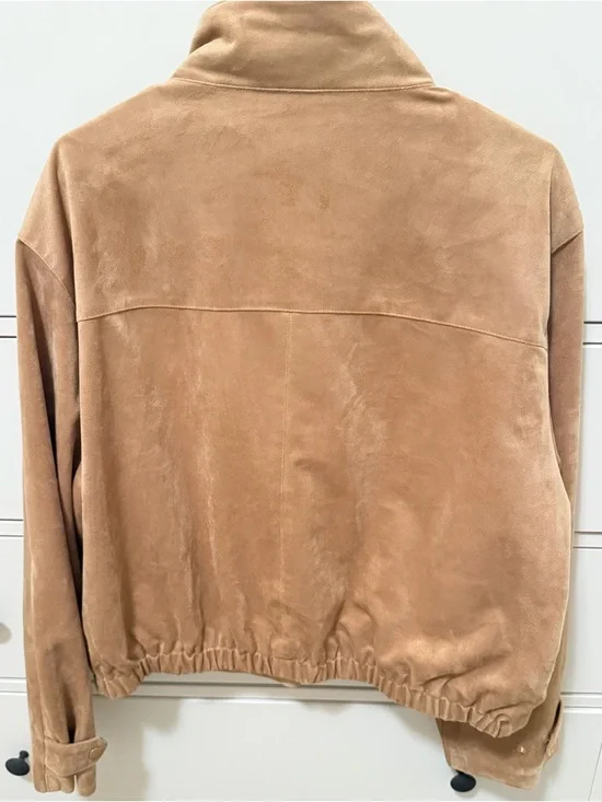 Zara High Collar Faux Suede Jacket, Taupe, XXL, Like New! - Picture 5 of 6